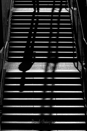 Steps with the shadow of poeple cast apon them